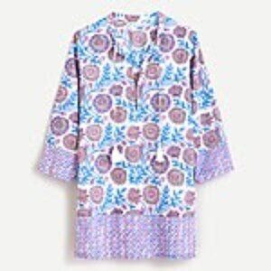 NWT J. Crew Boho Tassel beach tunic in floral - Blue and Pink - Small